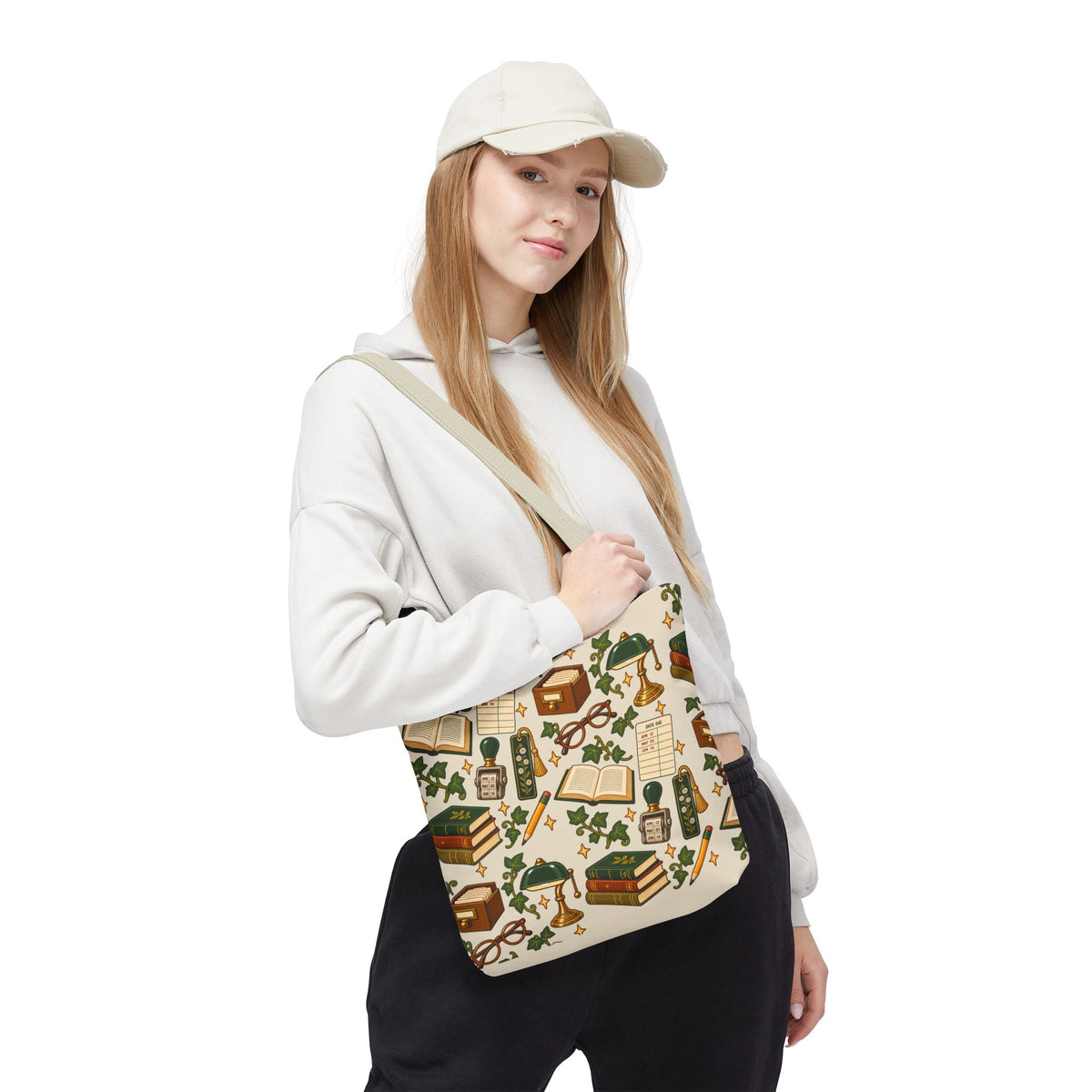 Vintage Library Essentials Pattern Tote Bag