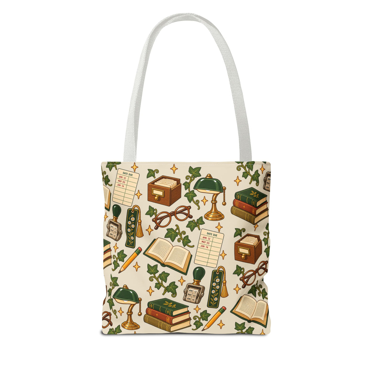 Vintage Library Essentials Pattern Tote Bag