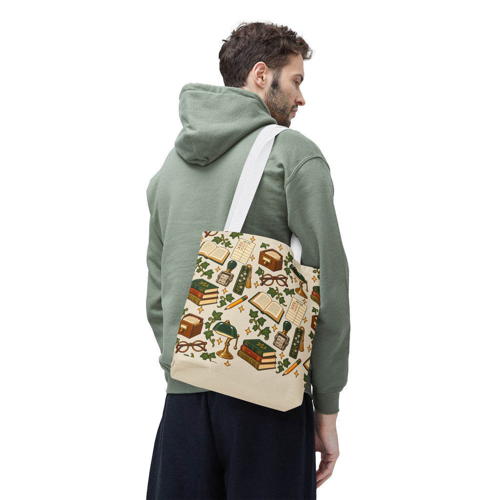 Vintage Library Essentials Pattern Tote Bag