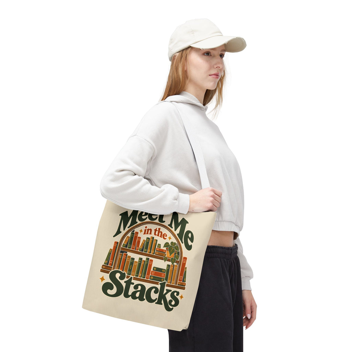Meet Me in the Stacks Canvas Tote Bag