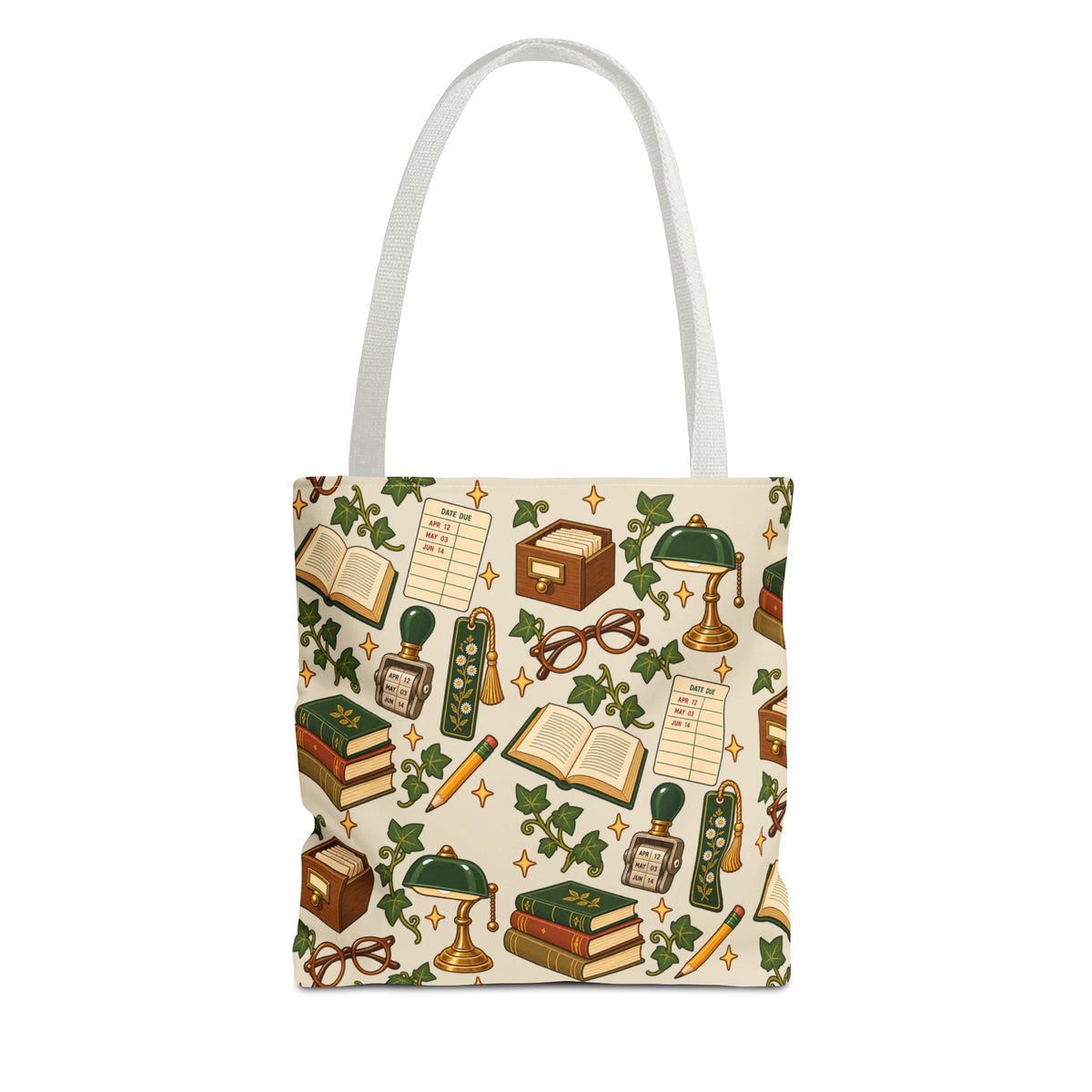 Laminated interior lining view of Vintage Library Essentials canvas tote.