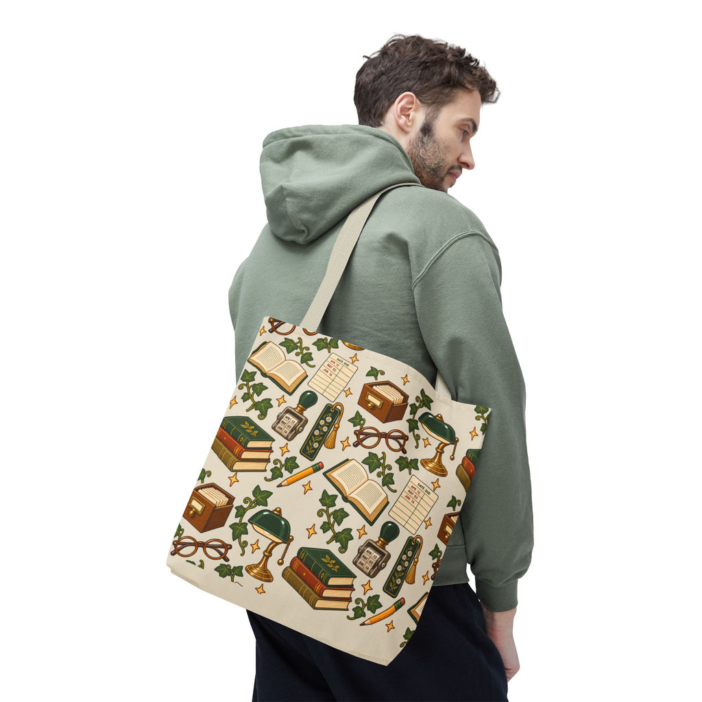 Vintage Library Essentials Pattern Tote Bag