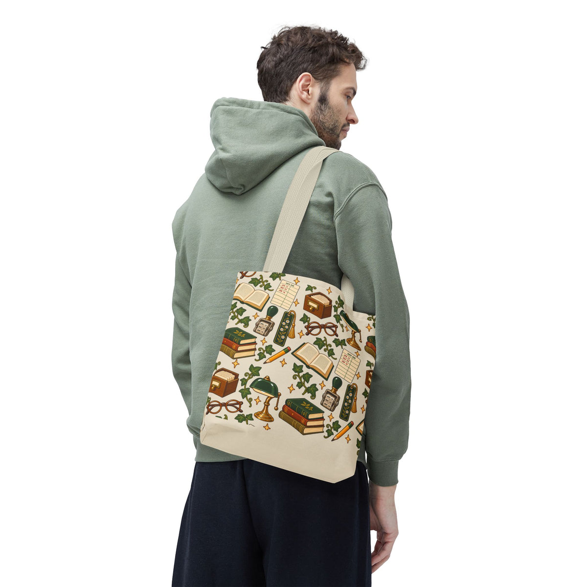 Vintage Library Essentials Pattern Tote Bag