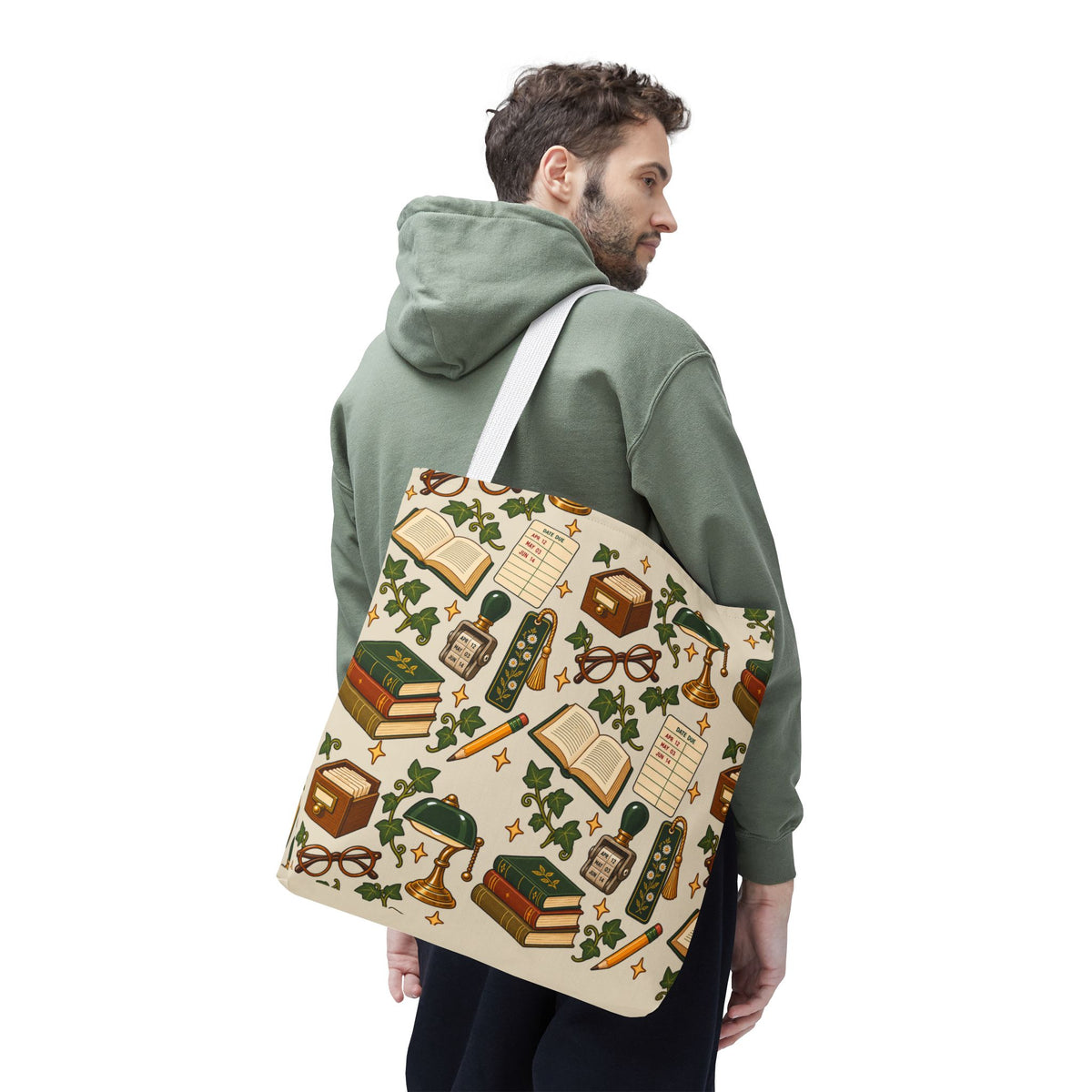 Vintage Library Essentials Pattern Tote Bag