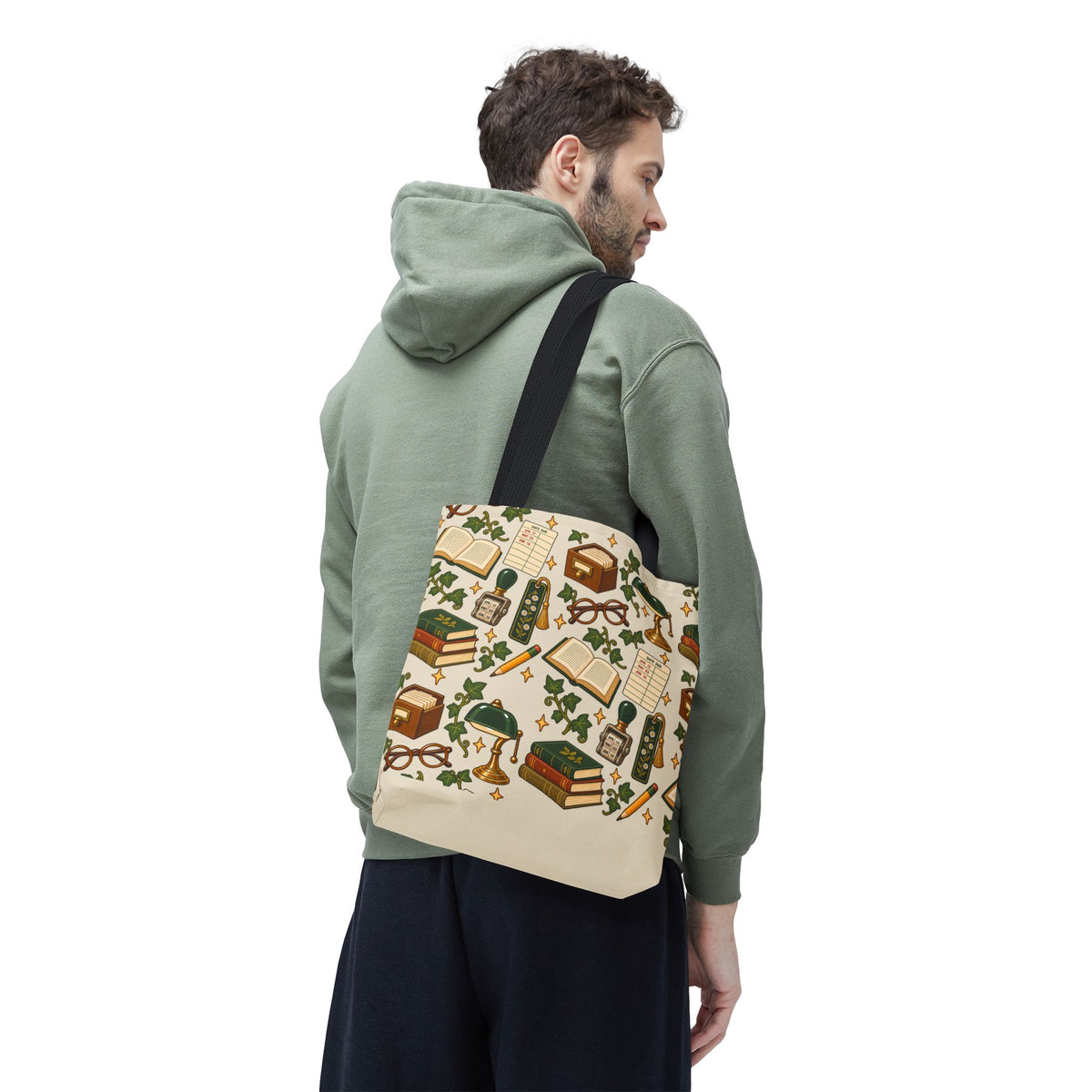 Vintage Library Essentials Pattern Tote Bag